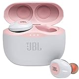 JBL 125 TWS Auriculares intraaurales realmente inalámbricos, con Bluetooth, Sonido Pure Bass y modo Dual Connect, hasta 32 hrs de música con estuche de carga, rosa