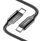 Cable USB C a USB C(1-Pack: 2m), Cable Tipo C Carga Rápida de Energía Nylon Duradero Trenzado para Macbook, MacBook Air, iPad Pro 2020, Xiaomi Mi10, Samsung S21 S20, Huawei P40 (Negro)