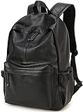 BAOSHA BP-20 Laptop rygsæk PU læder computertasker til mænd 15,6 tommer bærbar notebook rygsække Skole College Casual Daypacks Rejse skuldertaske (sort)