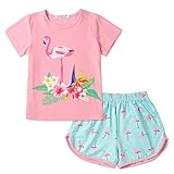 Pijamas para niñas Unicorn Flamingo Pjs Sets Niños Verano Ropa de Dormir de Manga Corta Tamaño 4-12