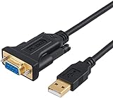 CableCreation Adaptador USB a RS232 con chipset PL2303, 6.6ft USB 2.0 macho a RS232 hembra DB9 cable convertidor serie para caja registradora, módem, escáner, cámaras digitales, CNC, negro