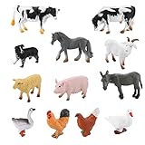 cobee Mini Figuras de Animales de Granja, 12 Piezas Figuras de Animales de Granja Realistas Juguetes Simulación de Animales de Granja Miniatura Playset Favores de Fiesta Juguetes de baño (3-6 cm)