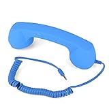 Auriculares de teléfono retro para smartphones y móviles, antiradiación, auriculares con cable, conector de 3,5 mm con micrófono, color azul