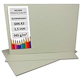 Cartón de encuadernación de 1,5 mm - Cartón extremadamente resistente, color DIN A3 gris y marrón – 1,5 mm. 10 unidades