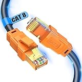 Cable Ethernet Cat 8 de 1m, cable de conexión SFTP 26AWG 40Gbps 2000Mhz, Cable RJ45 de red Lan Cat8 de alta velocidad, en pared, exterior, resistente a la intemperie para enrutador/módem/juegos