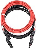 ANFIL 6mm² / 10AWG Cable de Extensión del Panel Solar, con Conectores Hembra y Macho (6m rojo + 6m negro)