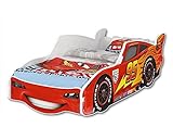iGLOBAL Berceau Zig Zag Lightning McQueen Cars 3 - Lit Enfant avec Sommier à Lattes 160 x 80 cm (160 x 80 cm, Non Mat)