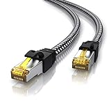 CSL - 1m Cable de Red Cat 7 - Gigabit Ethernet Cable LAN 10000 Mbit S - Revestido de Tela - Cat.7 Cable Crudo con Conector RJ 45 - S FTP blindaje Pimf - Switch Router Modem Access Point