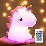 One Fire Unicorn kindernachtlampje, 16 kleuren 5 helderheid - nachtlampje en oplaadbaar siliconenlicht voor kinderen en baby's nachtcadeau [afstandsbediening]