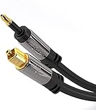 KabelDirekt – 1,5m – Cable Mini TOSLINK (cable de audio digital, óptico, TOSLINK a mini TOSLINK, cable de fibra óptica, transmite señales de audio digital a TV/amplificadores/HiFi, negro)