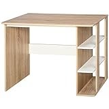 HOMCOM 2-v-1 namizna miza s 3-nivojsko polico, velika površina, veliko prostora za shranjevanje, pisarniška miza, spalnica, kabinet, 100x55x74 cm les