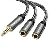 Audio y Splitter Cable, VICTECK 3.5 mm Macho a 2 x 3.5 mm Hembra Headset Stereo Jack de Audio y Cable Adaptador Compatible con iPhone, Samsung, Huawei, HTC, Sony, LG,Tablets, etc