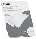 Ibico Basics Láminas para Plastificar Tamaño A4, Grosor Medio, Pack de 100, Acabado Brillante, Transparentes, 627309