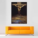 Inconnu Peinture sur toile Christ de Saint Jean de la Croix Salvador Dali – Différentes tailles – Toile en tissu sur cadre en bois de 3 cm – Impression haute résolution (86, 120)