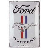 Жестяная вывеска Nostalgic-Art Retro, Ford Mustang - логотип лошади - идея подарка для автолюбителей, металл, винтажный дизайн, 20 x 30 см