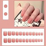 24 Packs Nude Pink Nails Short Nails Acrylic Nails ເລັບຍາວສໍາລັບເດັກຍິງ