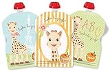 SQUIZ - 3 Bolsas de comida rellenables y reutilizables Colección 'Sophie la Girafe' de 90ml para bebés – HECHO IN SUIZA
