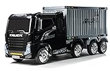 BC BABYCOCHES - Camión eléctrico para niños BC Truck con Remolque de Carga + 4 Motores + Ruedas EVA + Mando Radio Control (Negro)