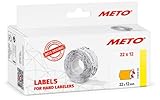 Etiquetas Meto para etiquetadoras manuales (22x12 mm, 1 línea, naranja fluorescente, 6000 unidades, adherencia permanente, para Meto, Contact, Sato, Avery, Tovel, Samark, etc.)