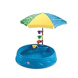 Step2 Play and Shade Juego Piscina Infantil con Parasol y Accesorios | Juguete con Agua de Plástico para Niños en Azul | Piscina Infantil sin Aire