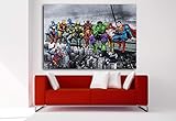 Superheroes Marvel Avengers pamahaw Manhattan canvas painting - 3 cm kahoy nga frame nga panapton nga canvas - Made in Spain - Taas nga resolusyon nga pag-imprenta - Lainlaing gidak-on (140, 97)