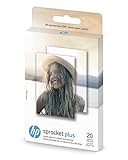 HP Papel fotográfico exclusivo para impresora fotográfica instantánea HP Sprocket Plus, (2.3' x 3.4'), 20 hojas con reverso adhesivo (2FR23A) (edición limitada)
