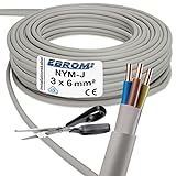 Se vende por metros exactamente: NYM-J 3 x 6 mm² (mm2) Cable de instalación – Gris – Selección en tramos de 1 metro – Ejemplo: 5 m – 10 m – 15 m – 18 m – 20 m – 25 m – 50 m, etc.