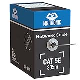 Mr. Tronic Granel Cable Ethernet Cat 5E De 305m, Bulk Cable de Red LAN Para Internet Rápida & Fiable - AWG24 Cat5E Cable a Granel, 1 Gbps Internet Cable 100 MHz UTP CCA (305 Metros, Gris)