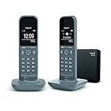 Gigaset CL390 DUO - Teléfono fijo inalámbrico para casa, pantalla iluminada, agenda 150 contactos, gris