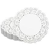 Vin Beauty 150 Pcs White Paper Doilies Disposable Lace Paper Doilies 5.5 Inch Round for Buffet Cake Fried Food Party