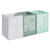 Navaris Bolsas de reciclaje para basura - Set 3x cubo de tela impermeable para reciclar plástico vidrio y cartón - 3x Contenedor de interior cocina