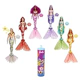 Barbie Muñeca Sirena Color Reveal - Serie Sirenas Arcoíris - 7 Sorpresas - Cambia de Color con el Agua - Regalo para Niños de 3+ Años