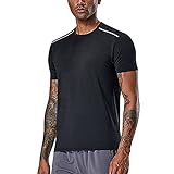 Camiseta deportiva de manga corta para hombre suelta transpirable elástico sólido cuello redondo bajo camisa casual rápida túnica manga larga para hombres, El Negro #1, XXXL