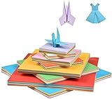 AOI 400 Sheets Habeli Origami Pampiri 4 Tlhaloso ea Boholo (100 Sheets 20x20cm + 100 Sheets 15x15cm + 100 Sheets 10x10cm + 100 Sheets 7x7cm)