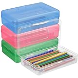 BELLE VOUS Organizador Lapices de Plástico (Pack de 4) 20 x 11,5 x 5,5 cm - Cajas de Plastico Apilables de Colores Variados - Cajas Organizadoras para Pinceles, Suministros Escolares, Oficina