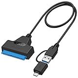 EasyULT USB 3.0 a SATA Cable del Adaptador para 2.5'SSD/HDD Drives, Convertidor Cable USB3.0/Type-C a SATA para Discos Duro, Soporte UASP SATA III - 50cm