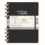 Moleskine Monthly Planner 2022, Spiral Life Planners, 12-Mwa Hard Cover Mansyèl Planifikatè, Size XL19 x 25 cm, Remake Minwi