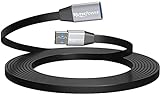 MutecPower 3m Cable USB 3.0 macho a hembra SUPERPLANO cordon de extensión repetidor activo USB Ultra DELGADO - Negro 3 metros - compatible con Laptops, HDD, Xbox, PS4, VR, impresoras, Oculus Rift