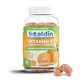VITALDIN Vitamina C Gummies - 240 mg por dosis diaria - 80 gominolas (suministro para 40 días), sabor a Naranja - Refuerza el Sistema Inmunitario - Sin Gluten - Apto para Niños & Adultos