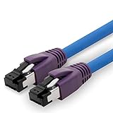 1aTTack.de 1.5m Cat.8 cable de red CAT8 cable CAT 8 2000 Mhz 40 Gbit s 40GBase-T High End Poe + cable de conexión Cable Ethernet AWG24 cobre LSZH azul - 1 pieza 1.5m