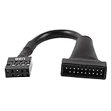 TOOGOO(R) Negro USB 2.0 9 Pin Hembra a USB 3.0 20 Pin Macho Cable Adaptador Conector