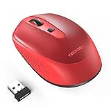 TECKNET Mini Ratón Inalámbrico Wireless Mouse Óptico,Omni 2.4G Ratón Portátil con Receptor USB Nano, 4 Botones, 3 dpi Ajustables, para Laptop,PC, Ordenador, Chromebook, Notebook, Rojo