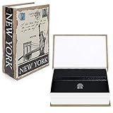 Navaris Caja fuerte con forma de libro - Caja de caudales escondida para guardar dinero joyas relojes - Con diseño de Nueva York y 2 llaves - S