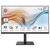 MSI Modern MD271P - 27 Inch Full HD Business Monitor - 1920 x 1080 IPS Panel, 75Hz, Eye-Comfort Oriented Features, 4-Way Height Adjustable, VESA, USB Type-C & HDMI Ports - Black