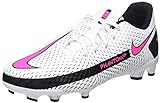 Nike Jr. Phantom GT Academy FG/MG, Football Shoe, White/Pink Blast-Black, 37.5 EU