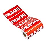 Dohe - Rollo Etiquetas Adhesivas Frágil para Envíos (200 uds.) - Medidas: 10x5 cm - Material de oficina
