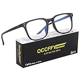 Occffy Gafas para Ordenador Anti luz Azul Antifatiga Sin Graduacion Gafas Luz Azul para PC, Gaming, Tablet, Lectura, Video Juegos Lentes Transparente Hombre Mujer Oc092 (Negro)