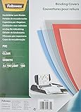 Fellowes Cristal - Portadas para Encuadernar de PVC Transparente, Formato A4, 180 Micras, Pack de 100