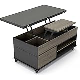 Lift Top Coffee Tea Table Set Large Hidden Storage Coffee Tables Computer Desk Dining Table with 360° Lockable Universal Wheel Silent Guide Rails for Living Room