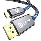Silkland Cable USB C DisplayPort 1.4 2M, 8K@60Hz, 4K@144Hz/120Hz, 5K@60Hz, 2K@240Hz/144Hz, 32.4Gbps, 8K Cable Thunderbolt 4/3 a DisplayPort 1.4 para MacBook Pro 2021, Mac Mini M1, iPad Pro, XPS 15/13